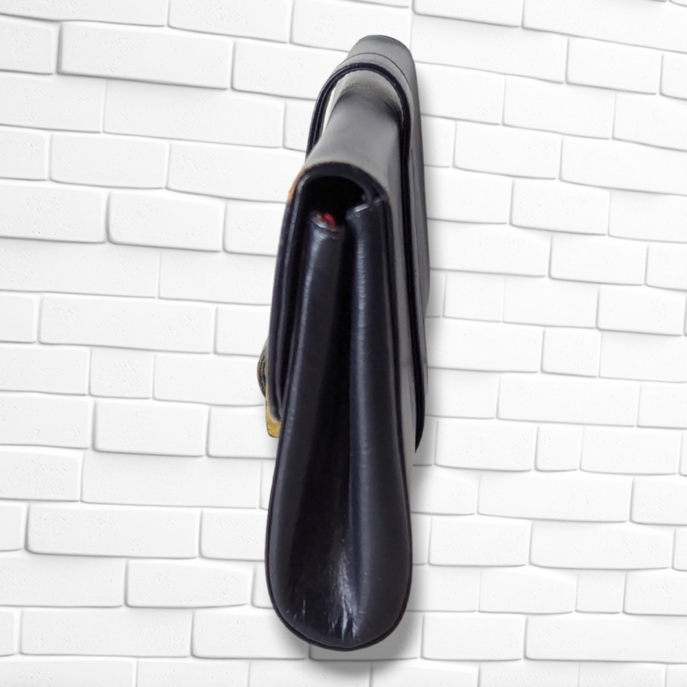 Vintage Navy Blue Leather Rectangular Clutch Even… - image 4